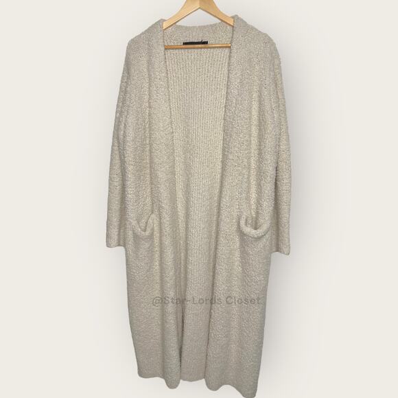 Jenni Kayne Boucle Sweater Coat | Medium | Ivory Long Cardigan Wool Fuzzy Cozy - Picture 13 of 13